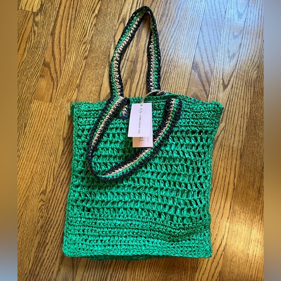 NWT E N EXPRESSIONS Woven Boho Tote Bag Vegan - Picture 11 of 13